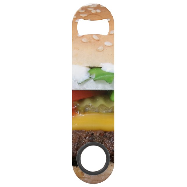 köstlicher Cheeseburger mit Speedflaschenöffner (Vorderseite)