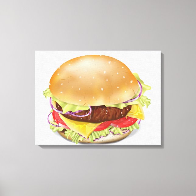 Köstlicher Hamburger oder Käsebrötler. Leinwanddruck (Vorderseite)
