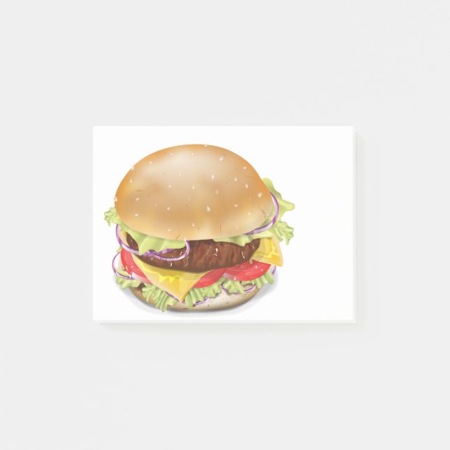 Köstlicher Hamburger oder Käsebrötler. Post-it Klebezettel (Vorderseite)