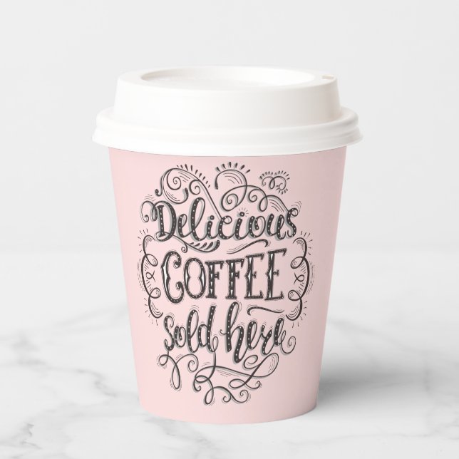 Köstlicher Kaffee hier verkauft | Hinzufügen des L Pappbecher (Vorderseite)