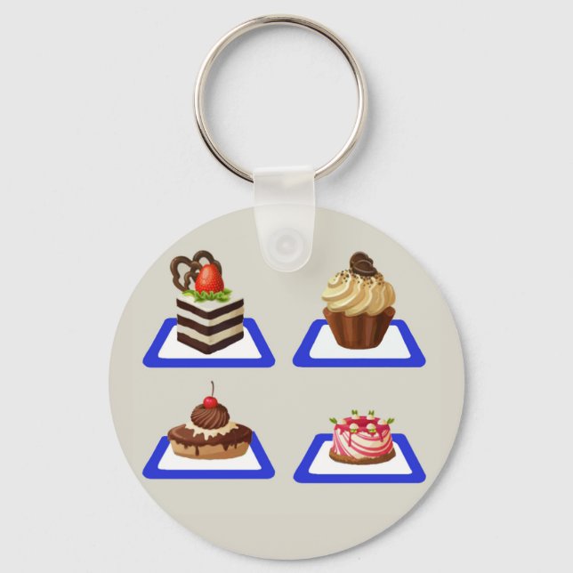 Köstlicher Kuchenständer Schlüsselanhänger (Vorderseite)