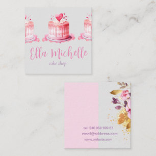 köstlicher rosa Kuchen Quadratische Visitenkarte