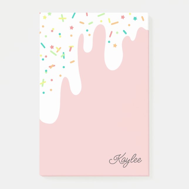 Köstlicher weißer Zuckerguss sprinklert Ihren Name Post-it Klebezettel (Vorderseite)