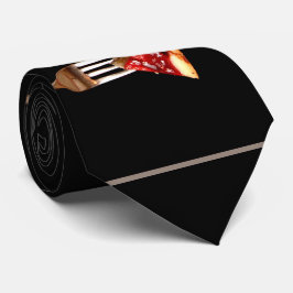 Köstliches Essen auf Gabel Schwarze Krawatte