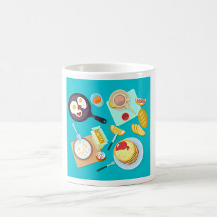 Köstliches Frühstück Pancakes Eierkuchen Kaffee Kaffeetasse