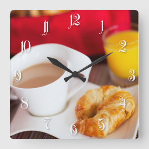 Köstliches Frühstück Quadratische Wanduhr