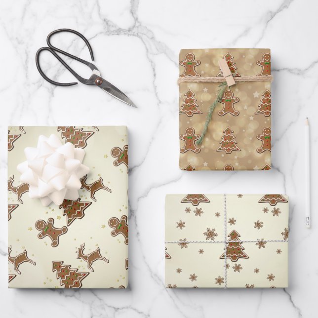 Köstliches Gingerbrot-Cookies-Muster Geschenkpapier Set (Vorderseite)