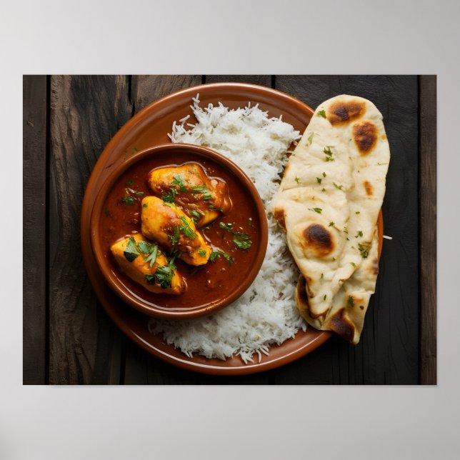 Köstliches Huhn Tikka Masala Curie mit Reis Poster (Vorne)