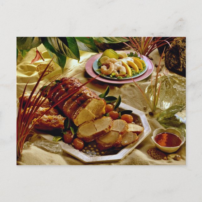Köstliches Schweinebraten Postkarte (Vorderseite)