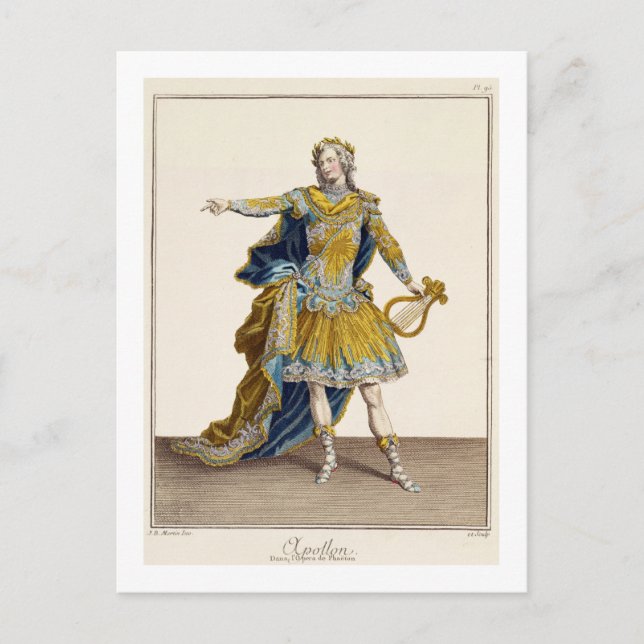 Kostüm für Apollo in der Oper 'Phaethon', Grav Postkarte (Vorderseite)