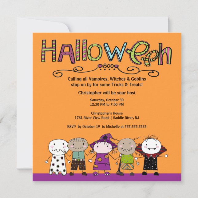 Kostüm-Party-Halloween-Party-Einladung Einladung (Vorderseite)
