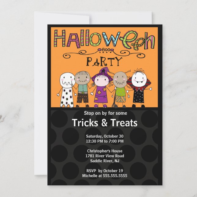 Kostüm-Party-Halloween-Party-Einladung niedlich Einladung (Vorderseite)
