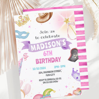 Kostüm Party Kinder Pink Girl Geburtstag Einladung