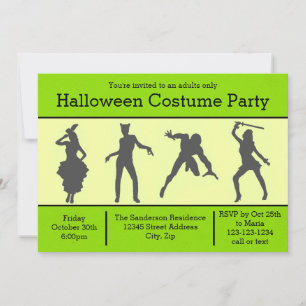 Kostüm-Silhouette Grün - Halloween-Party-Einladung Einladung
