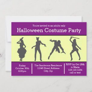 Kostüm-Silhouette Lila - Halloween-Party-Einladung Einladung