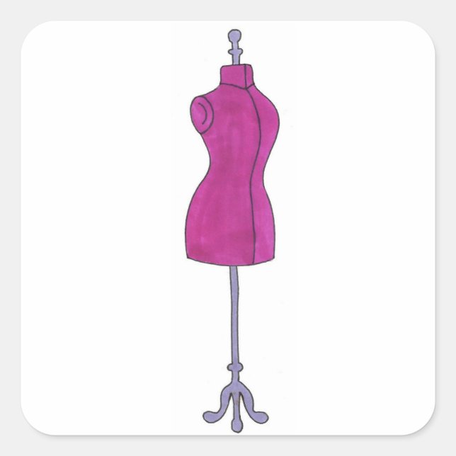 Kostümbildner für Mode Pink Mannequin Seamstress Quadratischer Aufkleber (Vorderseite)