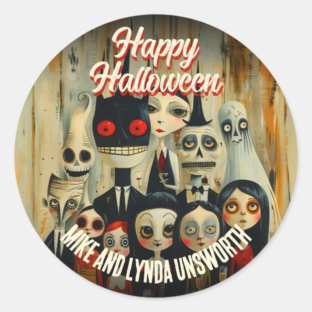 Kostüme Cocktails 50er Halloween Umschlag Aufklebe Runder Aufkleber (Vorderseite)