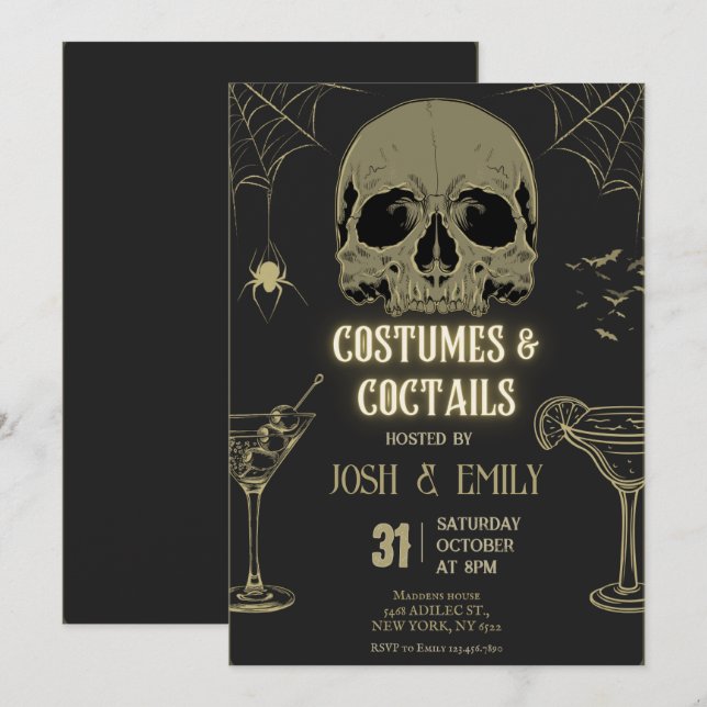 Kostüme & Cocktails Halloween Adult Party Scully Einladung (Vorne/Hinten)