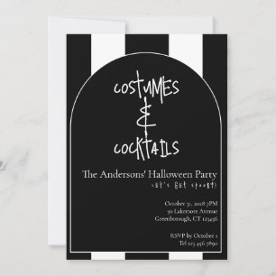 Kostüme Cocktails Halloween Schwarz Weiß Streifen Einladung