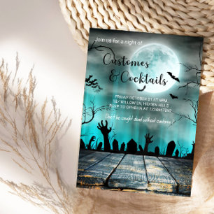 Kostüme & Cocktails Halloween-Spooky Trees & Bats Einladung