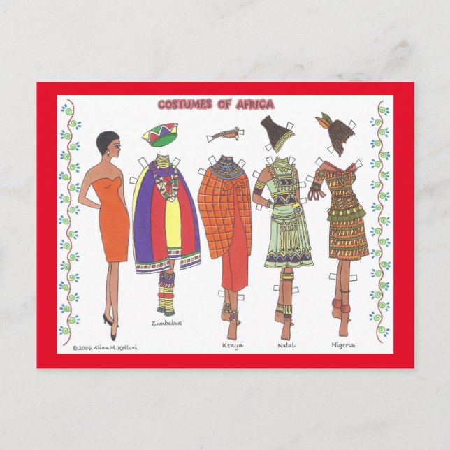 Kostüme der Afrikanischen Puppenkarte Postkarte (Vorderseite)