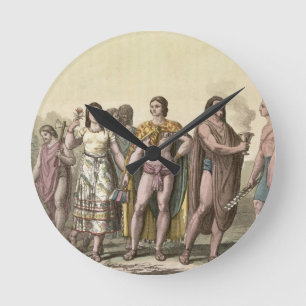 Kostüme der Mexikaner (Farbstich) Runde Wanduhr
