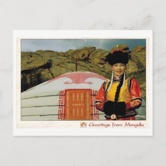 Kostüme der Mongolei Postkarte (Vorderseite)