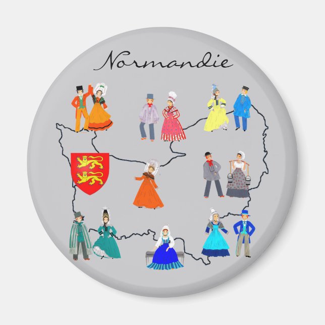 Kostüme der Normandie, Frankreich Magnet (Vorne)