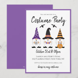 Kostüme Party Halloween Gnomes Lila Orange Einladung