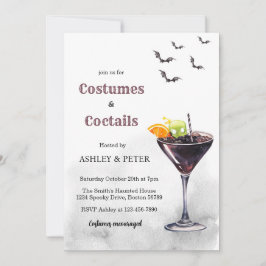 Kostüme und Cocktail Erwachsene Schädel Halloween- Einladung