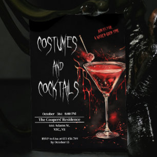 Kostüme und Cocktails Bloody Pop Halloween Einladung