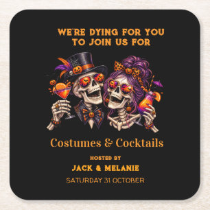 Kostüme und Cocktails Erwachsenenparty Halloween Rechteckiger Pappuntersetzer