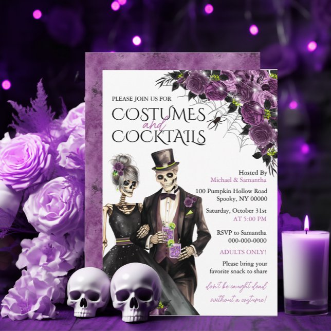 Kostüme und Cocktails Erwachsenes Halloween-Party Einladung (Von Creator hochgeladen)