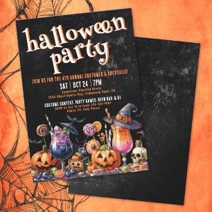 Kostüme und Cocktails Erwachsenes Halloween-Party Einladung