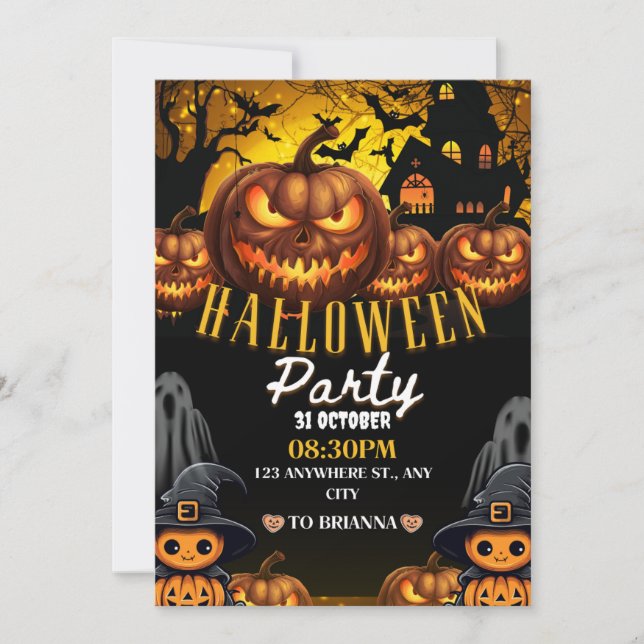 Kostüme und Cocktails Erwachsenes Halloween-Party Einladung (Vorderseite)