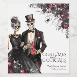 Kostüme und Cocktails Erwachsenes Halloween-Party Weinetikett