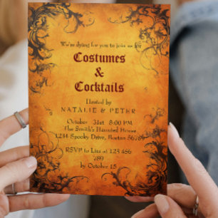 Kostüme und Cocktails I Orange Red Ivy Einladung