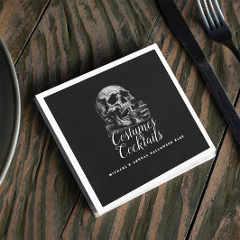 Kostüme und Cocktails Schwarzes Halloween-Party Serviette