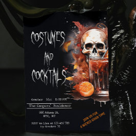 Kostüme und Cocktails Spooky Skull Halloween Einladung