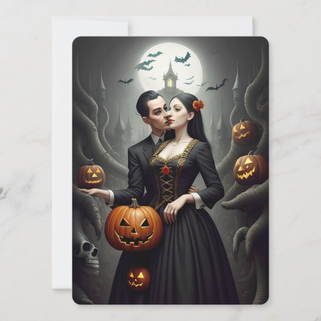 Kostüme und Kessel Halloween-Party Einladung (Vorderseite)