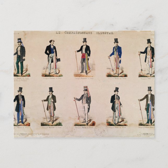 Kostüme verschiedener Berufe Postkarte (Vorderseite)