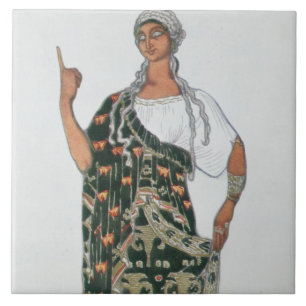 Kostümentwurf von Phedre, 1917 (Farbelitho) Fliese