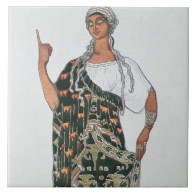 Kostümentwurf von Phedre, 1917 (Farbelitho) Fliese (Vorderseite)