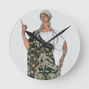 Kostümentwurf von Phedre, 1917 (Farbelitho) Runde Wanduhr