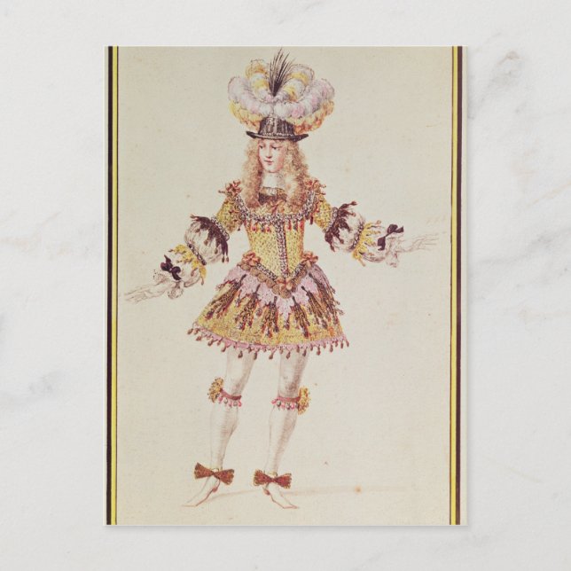 Kostümgestaltung für männliche Tänzerin, c.1660 Postkarte (Vorderseite)