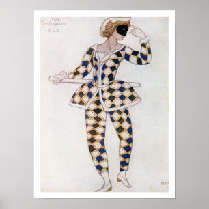 Kostümieren Sie Entwurf für Harlekin, von der Poster