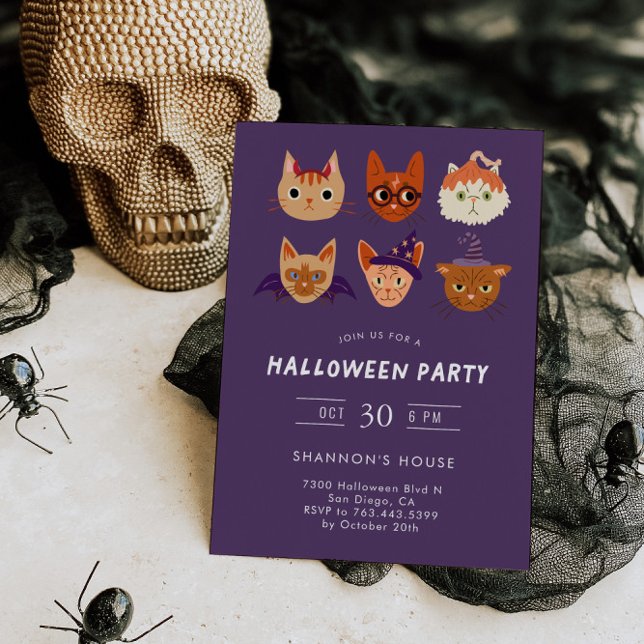 Kostümkatzen Halloween-Party Einladung (Von Creator hochgeladen)