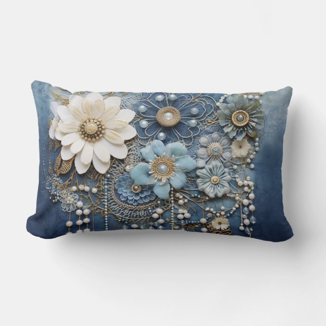 Kostümschmuck auf Blue Denim Lendenkissen (Vorderseite)