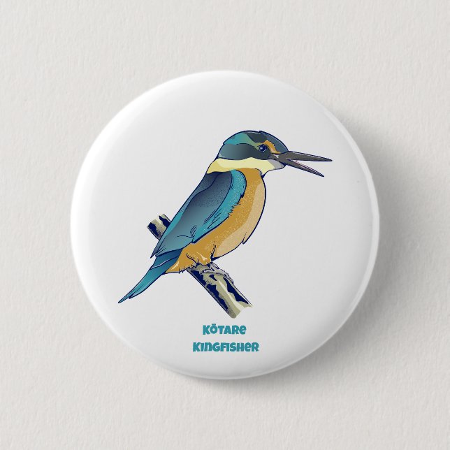 Kotare Kingfisher NZ BIRD Button (Vorderseite)
