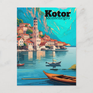 Kotor Montenegro Reise Kunst Postkarte, Kotor Reis Postkarte